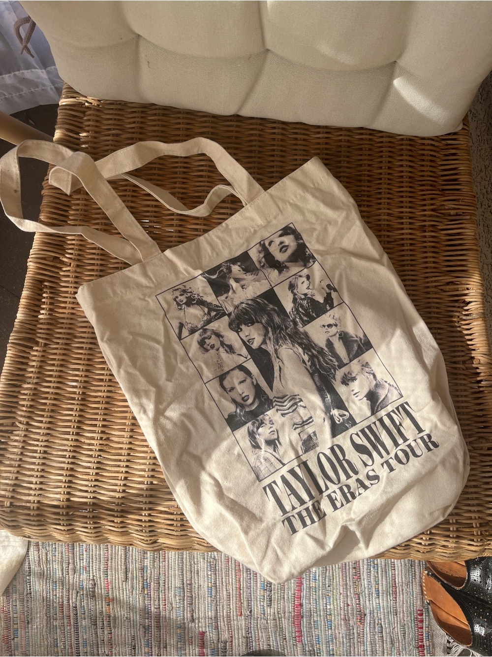 Taylor Swift Cream Canvas Tote Eras Tour Photo Grid